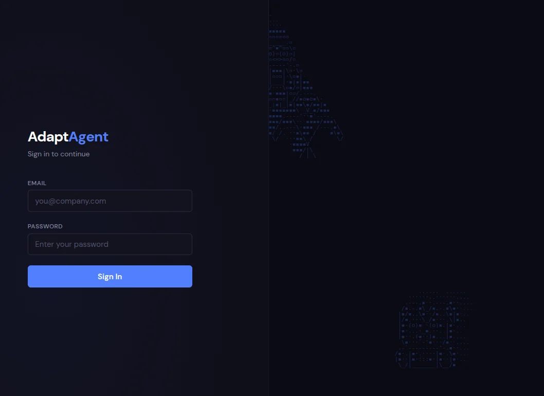 Sign-in screen of AdaptAgent, an agent system built by Adapt Marketing